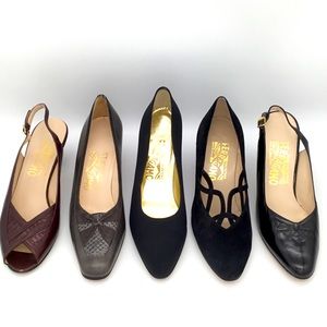 Salvatore Ferragamo Heels Lot= 5 Pairs!! 7.5 AA **Extra Narrow**